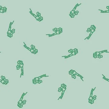 Telescopic handler construction vehicle line vector seamless pattern Illustrazione stock