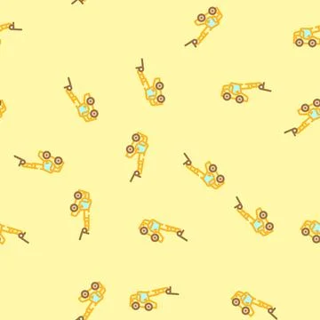 Telescopic handler construction vehicle vector seamless pattern Illustrazione stock
