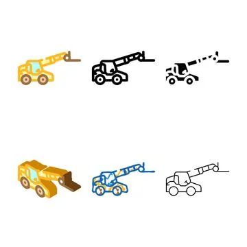 Telescopic handler forms construction vehicle color icon vector Stock Illustration