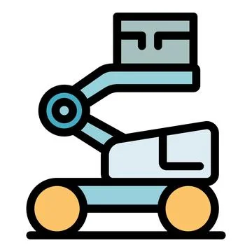 Telescopic handler lifting cargo box, efficient material handling equipment Stock Illustration