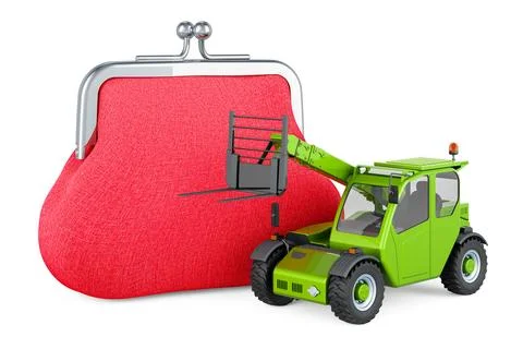 Telescopic handler, telehandler with coin purse, 3D rendering Stock Illustration