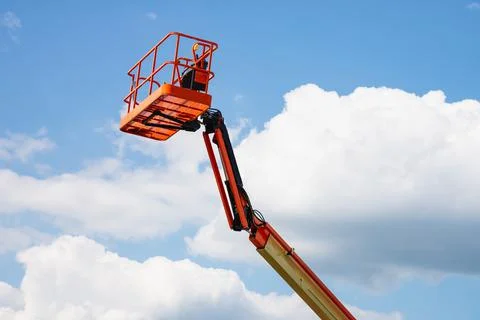 Telescopic platform crane machine lift hydraulic outdoor machine Stock Photos