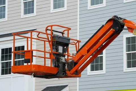 Telescopic platform crane machine work lift hydraulic Stock Photos