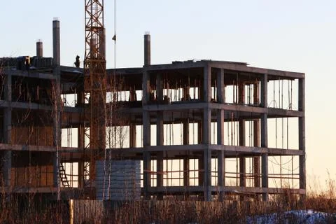 Telescopic rack formwork monolithic slabs in the construction of a multistory Stock Photos