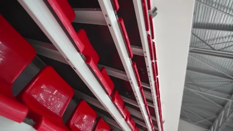 Telescopic stadium seating system offers functionality Stock Footage 318736387