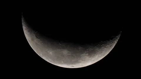 Telescopic view moon crescent Stock Footage 67344785