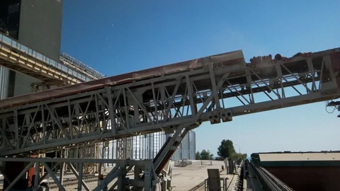 Telestack (grain unloader) on the shore Video stock 95722438