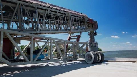 Telestack (grain unloader) on the shore Video stock 95728190