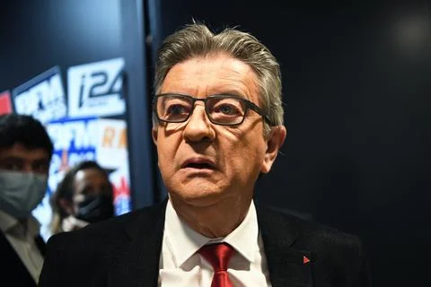 Televised debate between Eric Zemmour and Jean-Luc Melenchon, Paris, France - 23 Stock Photos