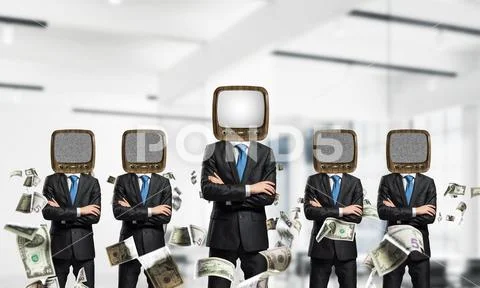 Television addiction of business people. Stock Photos