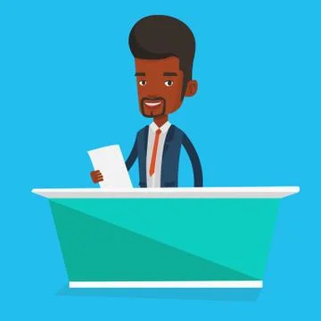 Television anchorman at studio vector illustration Stock Illustration