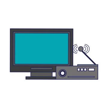 Television and codifier blue lines Ilustración de archivo