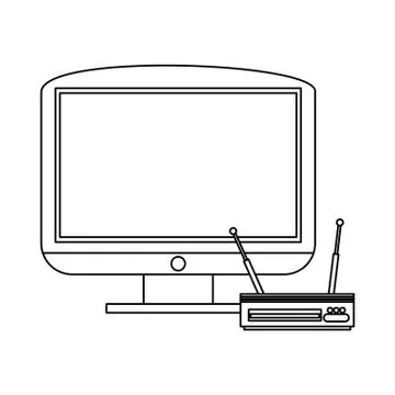 Television and digital decoder black and white 스톡 일러스트
