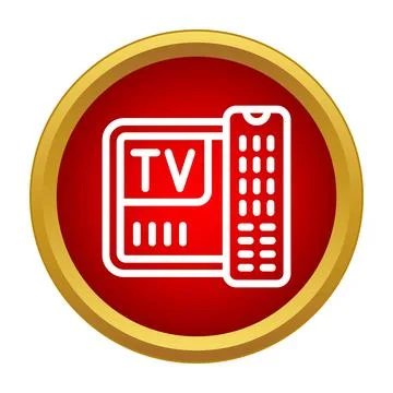 Television and remote control device icon in red circle イラスト素材