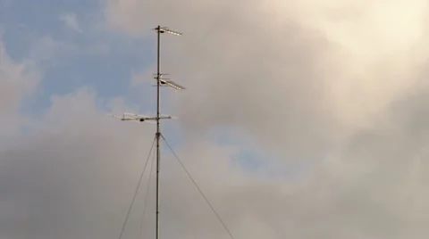 Television antenna. clouds Time-Lapse Stock Footage 20512763