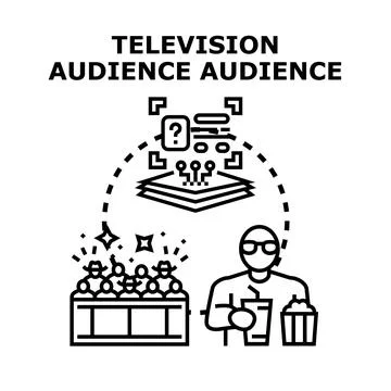 Television audience engaging with media content concept Stock Illustration
