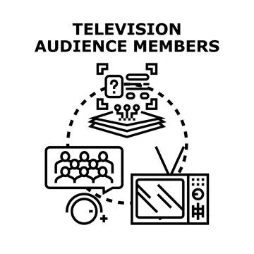 Television audience members watching program rating analytics Stock Illustration