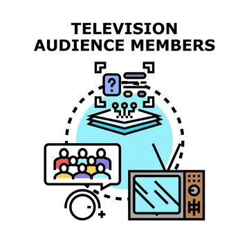 Television audience members watching program rating analytics Stock Illustration