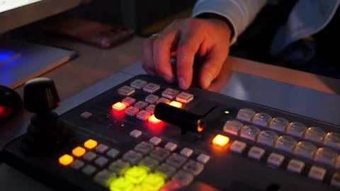 Television Broadcast Operator Using Professional Control Console 库存影片 345205047