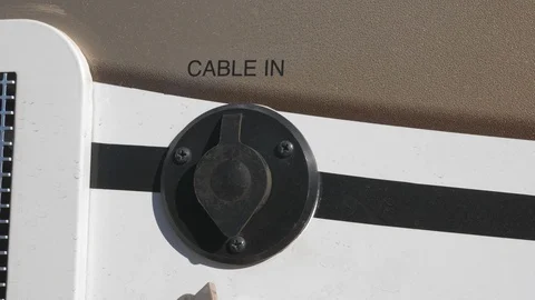 Television Cable IN location on side of RV vehicle. Stock Footage 101620068