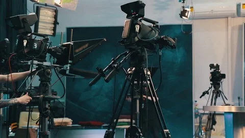 Television camera close-up in news studio Video stock 75950326