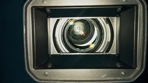 Television Camera Lens with showing light inside close up Vídeo Stock 107906104