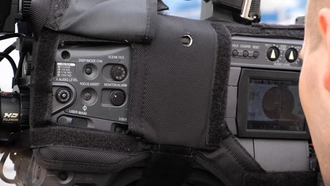 Television cameras in a row broadcasting a live media event 動画素材 102238161
