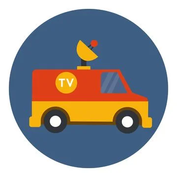 Television car vector icon in circle Stock Illustration