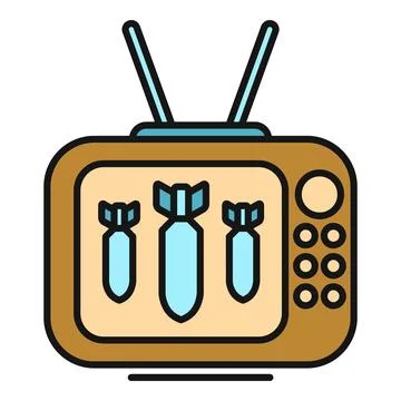 Television displaying bombs representing media war propaganda Stock-Illustration