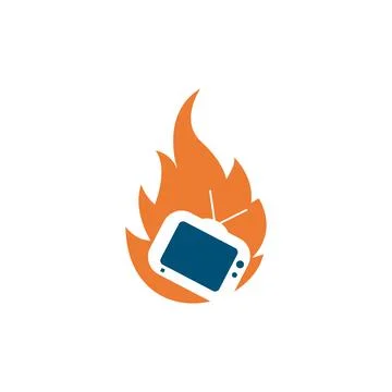 Television fire icon logo vector illustration Stock Illustration