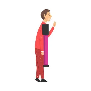 Television Game Show, Presenter Asking Questions to Players on Quiz Intellectual Stock Illustration