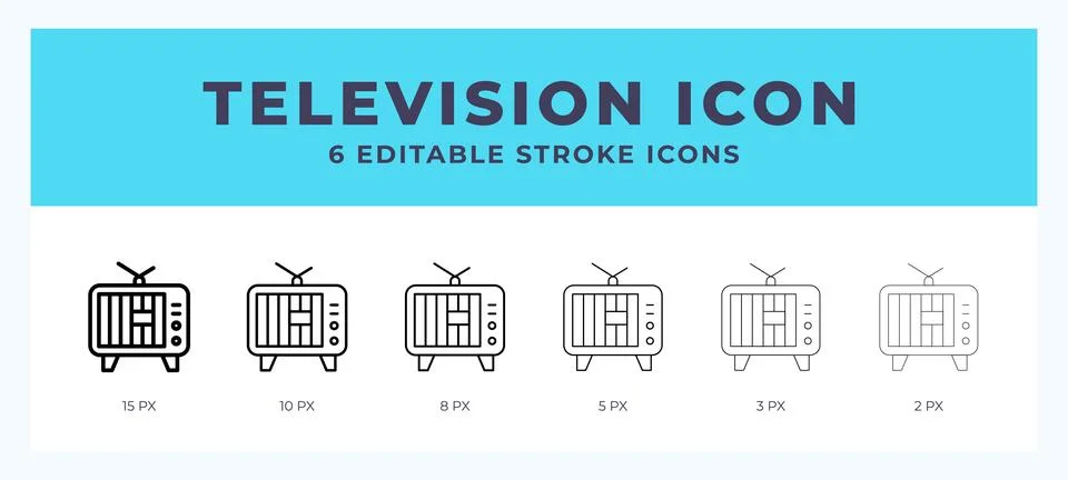 Television icon with different stroke. Vector illustration. 스톡 일러스트
