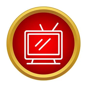 Television icon inside a red and gold circle Stock Illustration