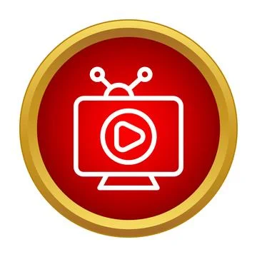 Television icon with play button for streaming media Stock Illustration