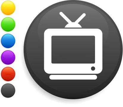 Television icon on round internet button Stock Illustration