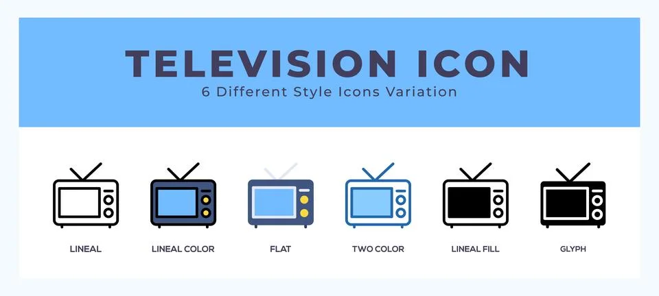 Television icon set. Design elements for logo Stock Illustration