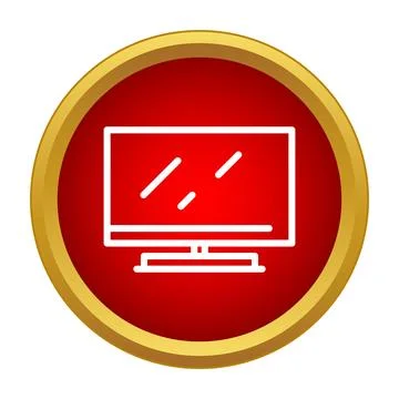 Television icon showing a flat screen display technology Stock Illustration