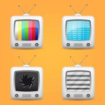 Television icons set 库存插图
