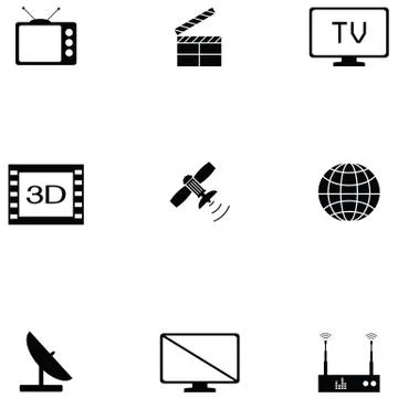 Television icons set Stock Illustration