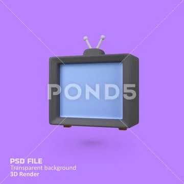 Television isolated 3d render icon illustration Modello PSD