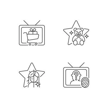 Television linear icons set Stock Illustration
