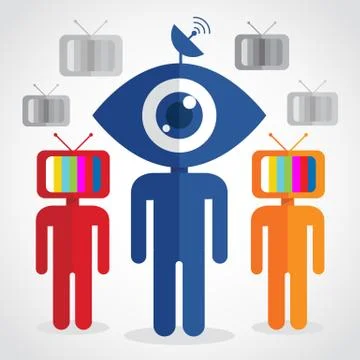 Television Man and network Stock Illustration