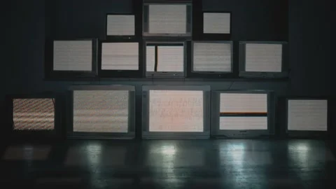 Television Monitors Stack Static Noise Interference Background Stock Footage 159353705