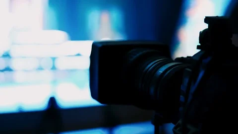 Television movie scene for the stars. Preparation for the concert. The camera ta Stock Footage 121698906