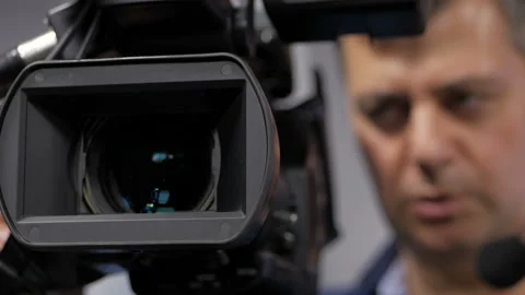 The television operator in the process of shooting the TV program. Stock Footage 94816269