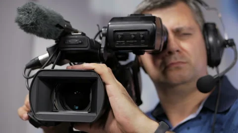 The television operator in the process of shooting the TV program. Stock-Footage 94816594