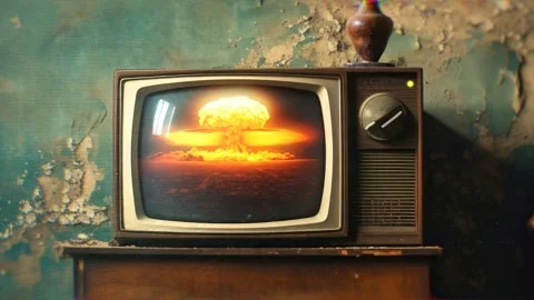 Television Post Apocalyptic Nuclear Explosion Concept Art Stock Footage 318439697