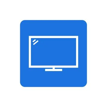 Television remote application icon on blue background. Flat design style Illustrazione stock