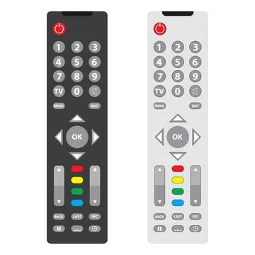 Television remote control black and white realistic controllers mockup Stock Illustration