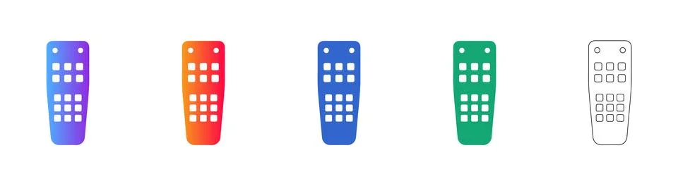 Television Remote Control Icon Set Stock Illustration